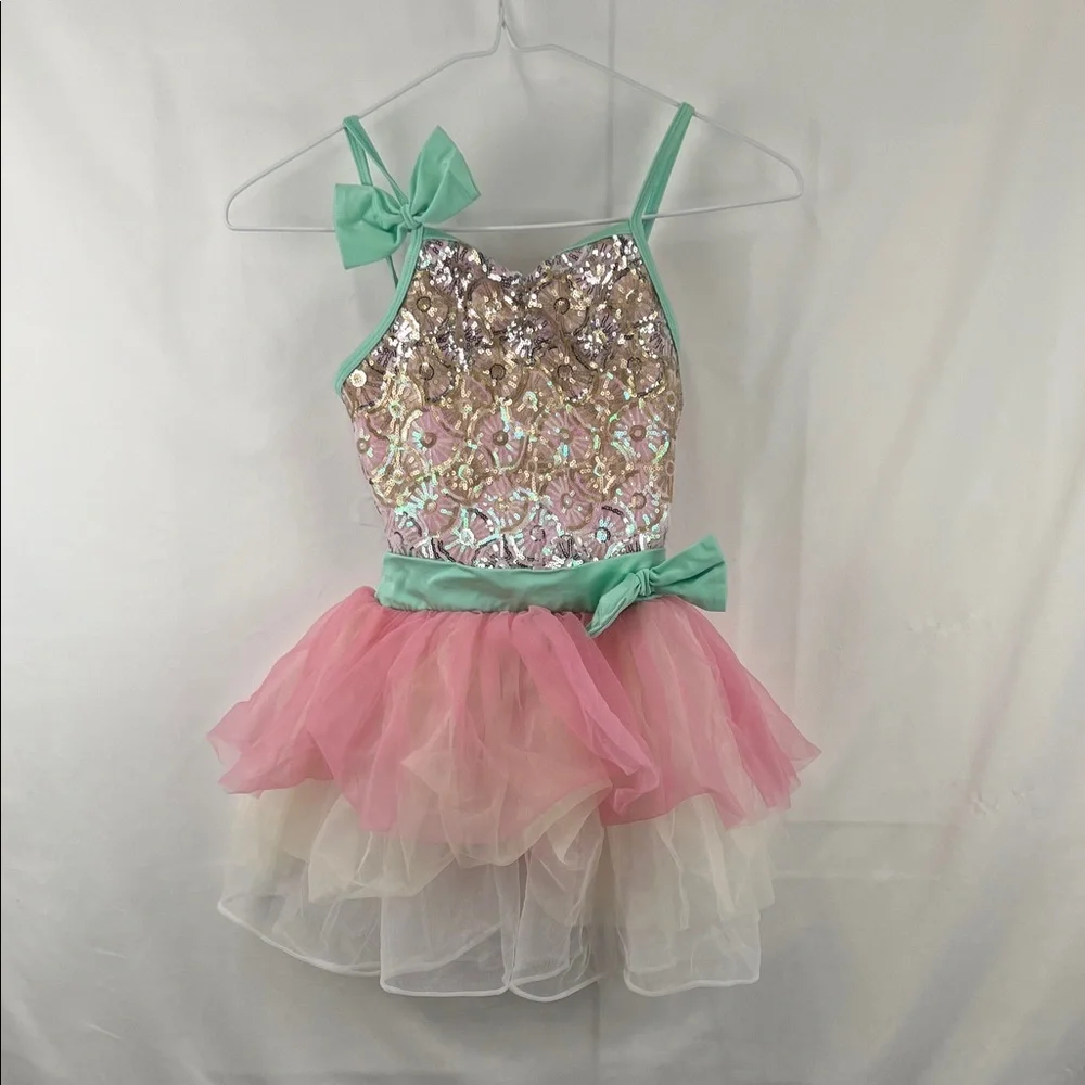 Girl’s Ballet Tutu - Leotard - Sequins - Pink, Mint Green White - Size 6?